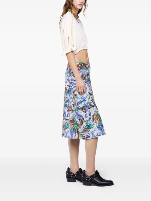 Rabanne floral-sequin midi skirt - Blue - zdjęcie produktu nr 2