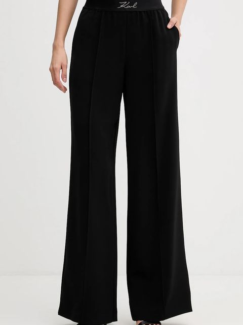 Karl Lagerfeld spodnie damskie kolor czarny proste high waist B1W10014 - zdjęcie produktu nr 1