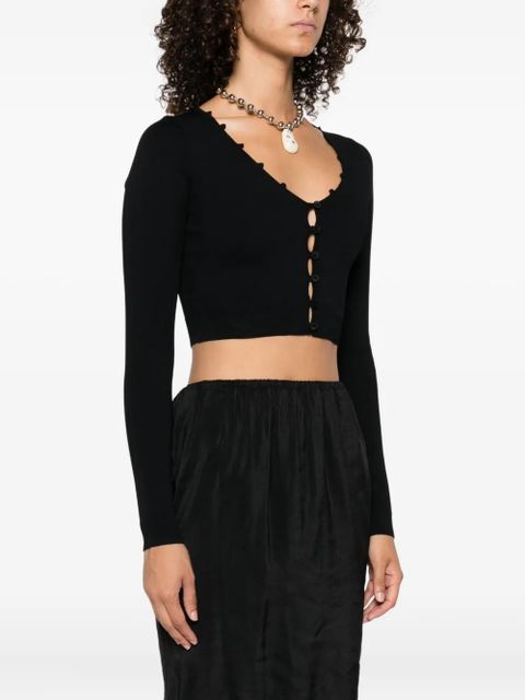 Nanushka button-front ruffled cardigan - Black