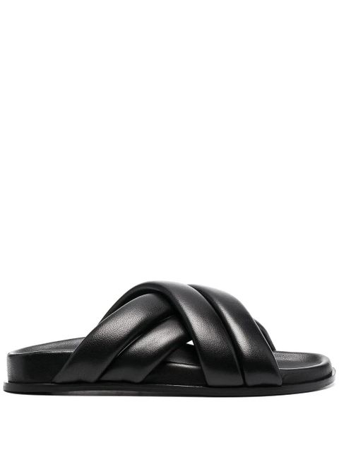 ANINE BING Lizzie leather cross-strap slides - Black - zdjęcie produktu nr 1