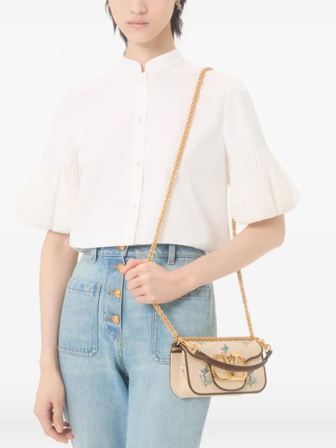 Valentino Garavani Locò small linen shoulder bag with embroidery - Neutrals - zdjęcie produktu nr 2