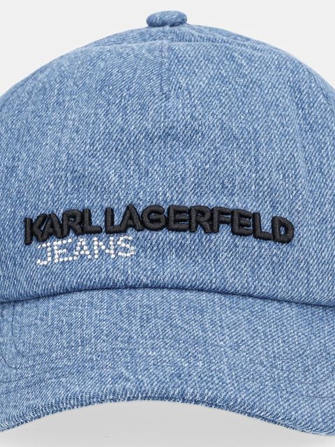 Karl Lagerfeld Jeans czapka z daszkiem bawełniana kolor niebieski A4W33123