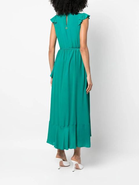 TWINSET ruffled asymmetric midi dress - Green