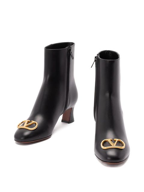 Valentino Garavani 60mm logo-plaque leather boots - Black - zdjęcie produktu nr 2