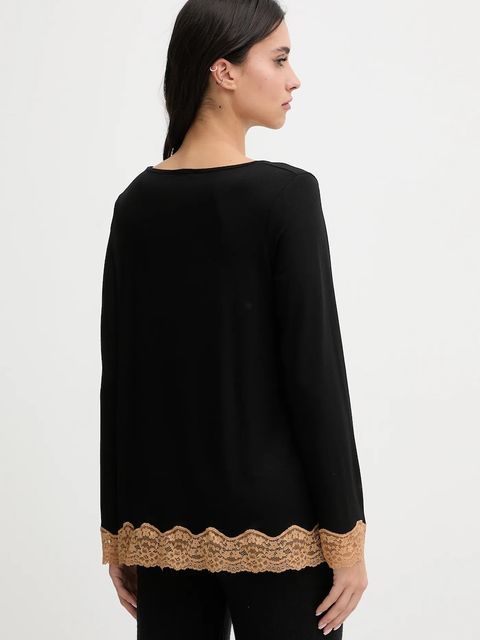 United Colors of Benetton longsleeve piżamowy kolor czarny 3Z123M07X