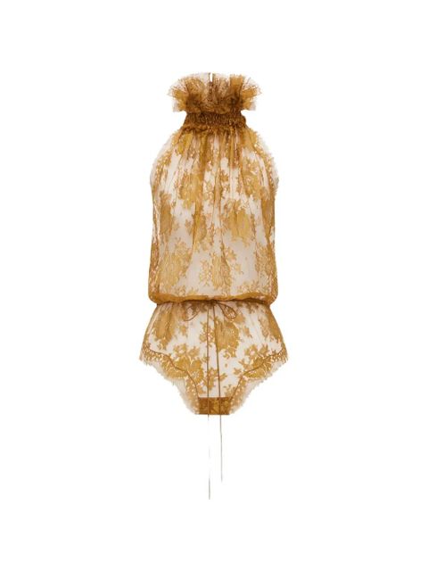 Saint Laurent ruffled lace bodysuit - Gold - zdjęcie produktu nr 1