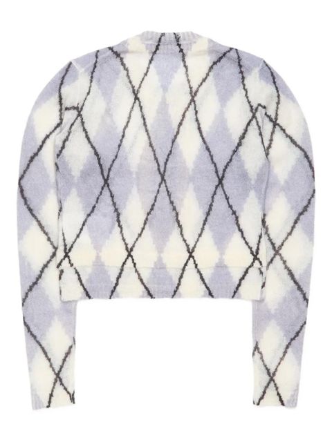 Acne Studios diamond-pattern mohair cardigan - White