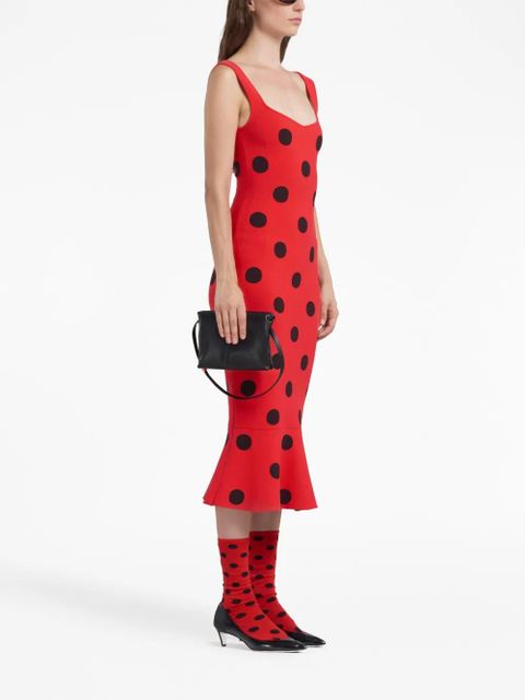 Marni polka dot-print midi dress - Red - zdjęcie produktu nr 2