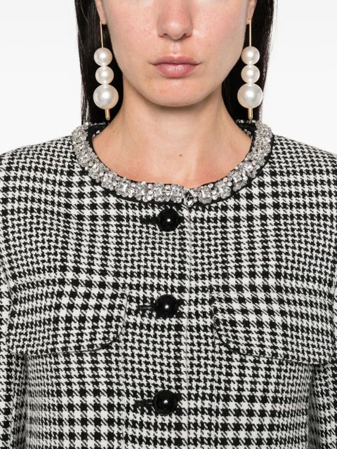 Self-Portrait houndstooth cropped jacket - Black