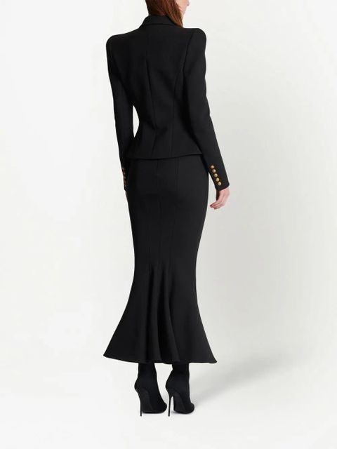 Balmain ruffled-hem midi skirt - Black