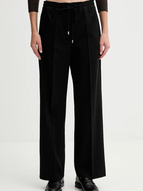 Liviana Conti spodnie z dodatkiem wełny damskie kolor czarny proste high waist L5WN85 - zdjęcie produktu nr 1