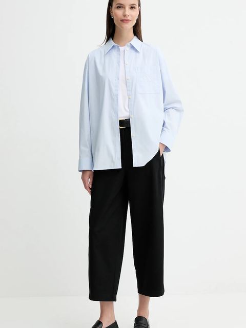 Calvin Klein Jeans koszula damska kolor niebieski relaxed z kołnierzykiem klasycznym LV047C143G - zdjęcie produktu nr 2