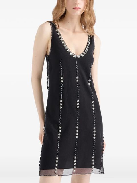Prada embroidered tulle mini-dress - Black