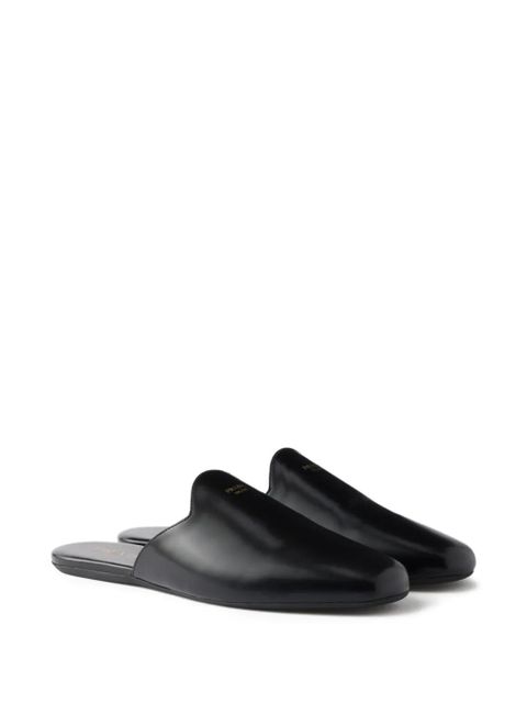 Prada embossed-logo leather mules - Black
