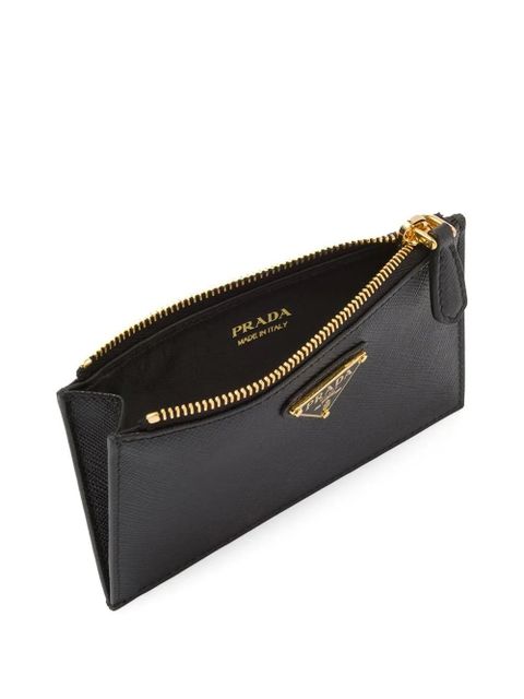 Prada leather logo-plaque card holder - Black