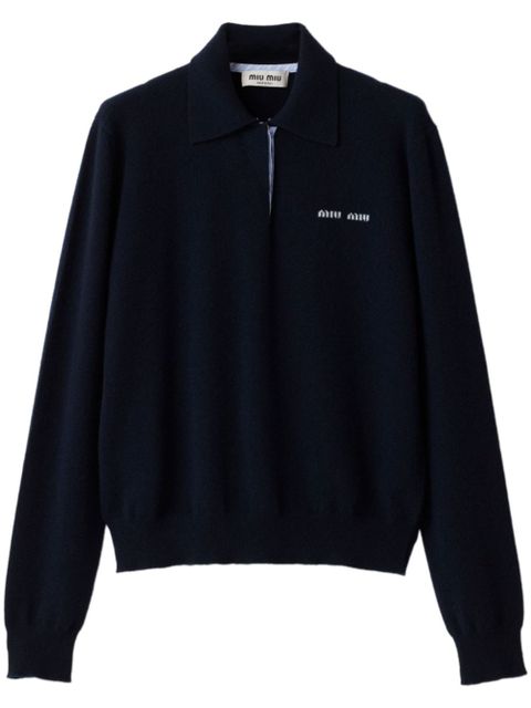 Miu Miu cashmere polo shirt - Blue - zdjęcie produktu nr 1