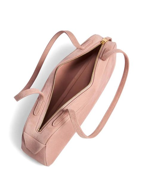 KHAITE suede logo-motif shoulder bag - Pink