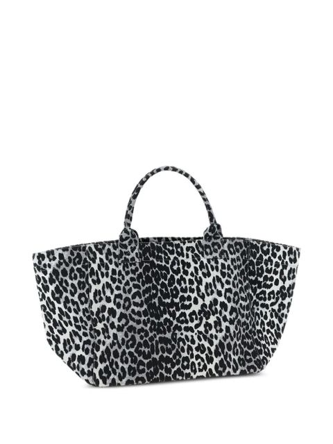 GANNI Leopard Sequin XXL appliqué tote bag - Black - zdjęcie produktu nr 2