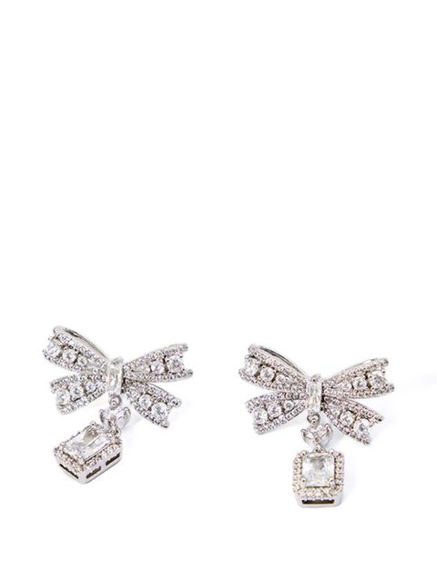 Self-Portrait crystal bow drop earrings - Silver - zdjęcie produktu nr 1