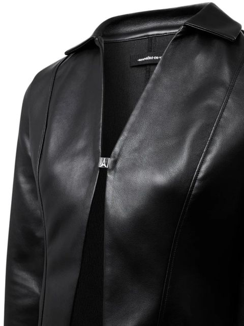 Manière De Voir push-button folding clasp faux-leather black shirt