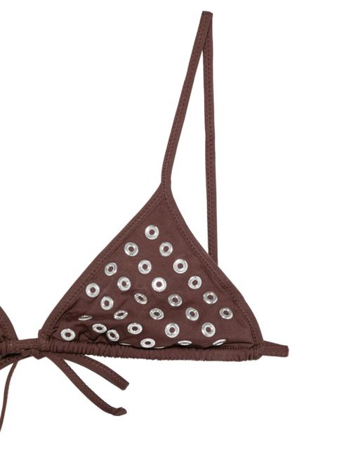 Gimaguas eyelet-embellished triangle bikini top - Brown