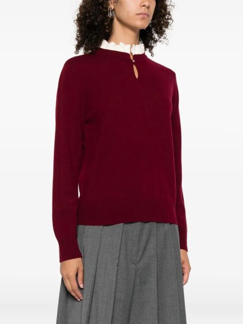 SANDRO ruffled-collar sweater - Red - zdjęcie produktu nr 2