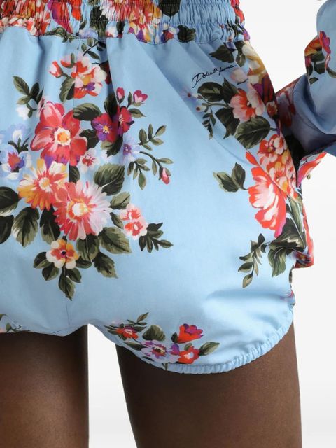 Dolce & Gabbana floral-pattern drawstring shorts - Blue