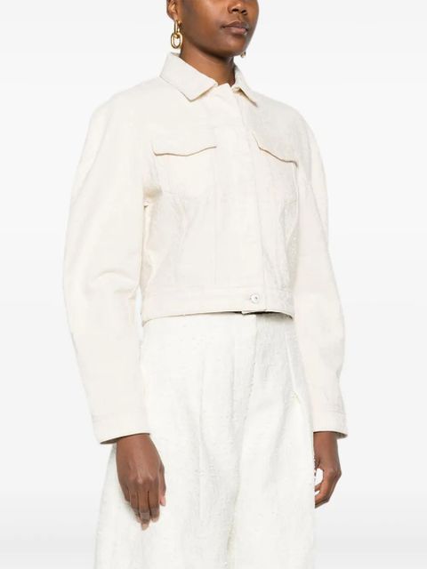 Jacquemus Le Ovalo de-Nîmes cropped jacket - Neutrals
