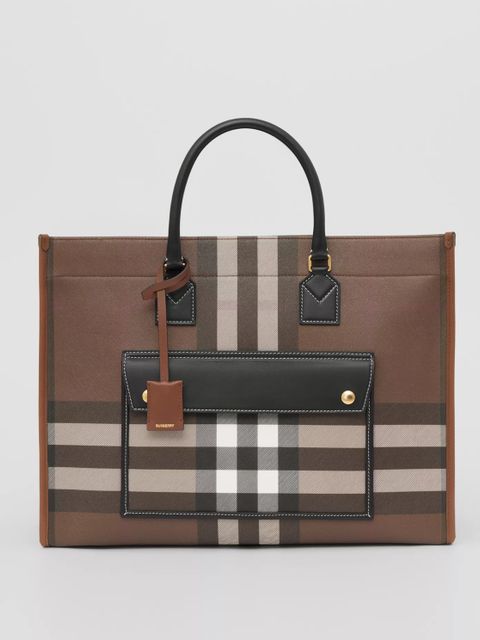 BURBERRY - Torba w kratę Freya Tote