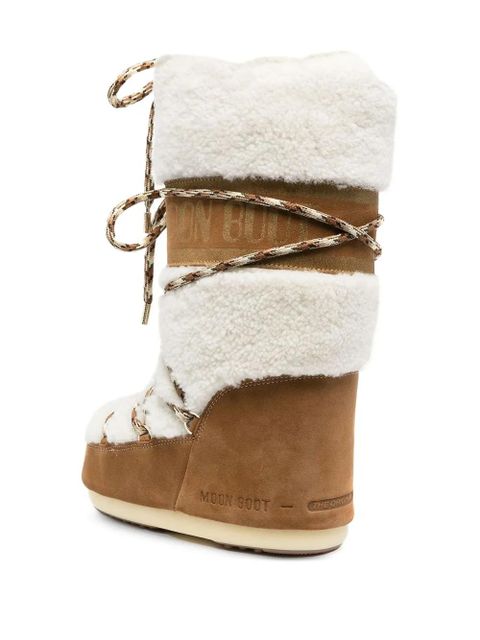 Moon Boot 40mm lace-up shearling boots - Neutrals
