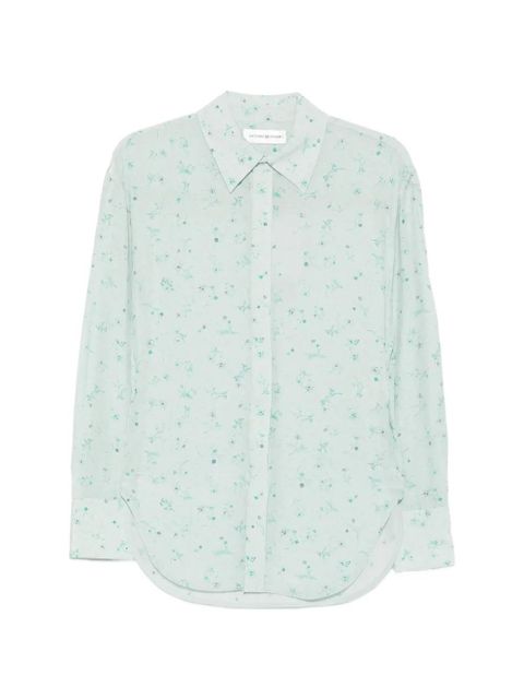 Victoria Beckham floral-print long-sleeve shirt - Blue - zdjęcie produktu nr 1