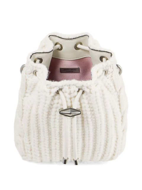 Jimmy Choo mini Cinch knitted mini bag - White