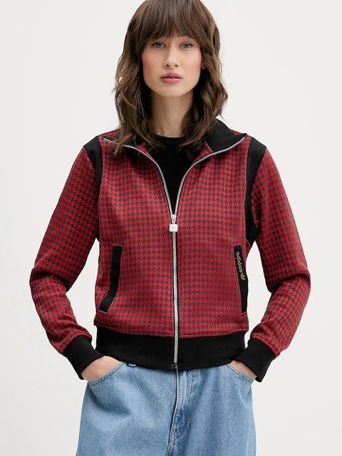 adidas Originals bluza Houndstooth damska kolor czerwony wzorzysta JY3461