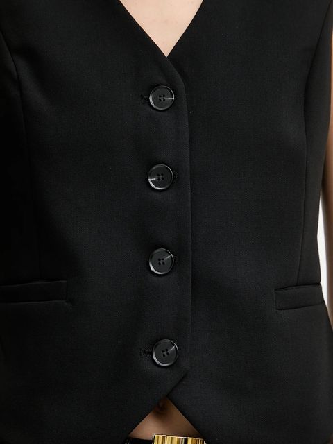 Answear.LAB kamizelka kolor czarny jednorzędowa