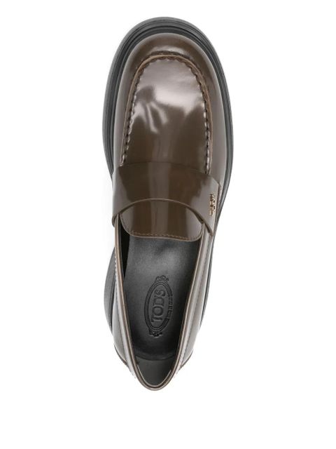 Tod's leather platform loafers - Green