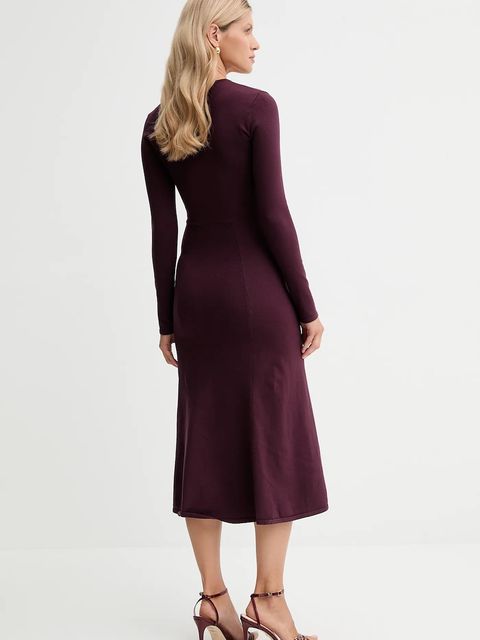 Twinset sukienka kolor bordowy midi rozkloszowana 252TP3140