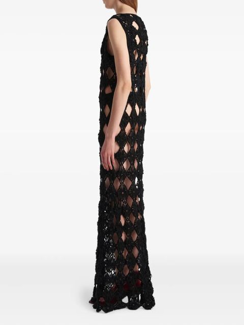 KHAITE floral-detail openwork maxi dress - Black