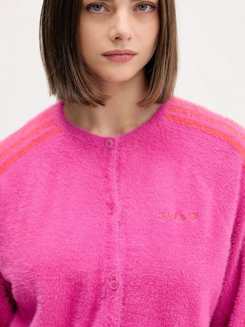 adidas Originals kardigan Fluffy Cardigan damski kolor różowy lekki JW3645