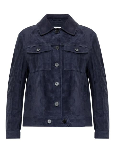 Self-Portrait flap-pocket suede jacket - Blue - zdjęcie produktu nr 1