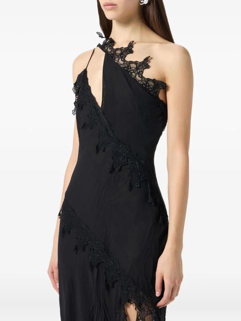 Blumarine asymmetrical lace-embellished dress - Black