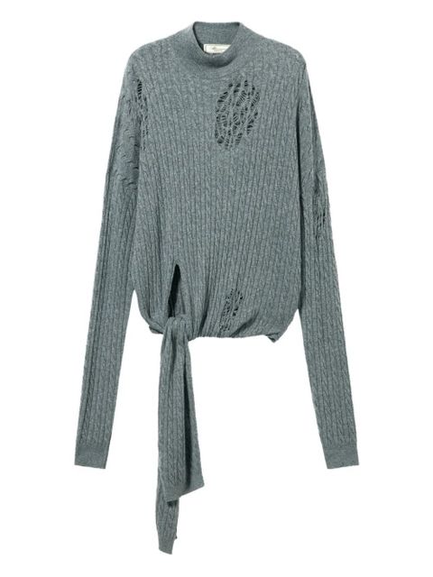 Blumarine cable-knit distressed sweater - Grey - zdjęcie produktu nr 1