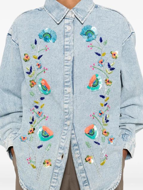 Essentiel Antwerp sequin-embellished floral shirt - Blue - zdjęcie produktu nr 2