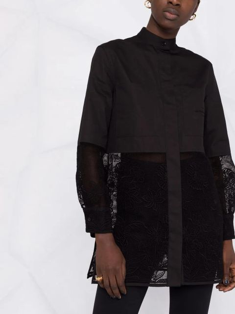 Ferragamo longline cordonetto lace shirt - Black