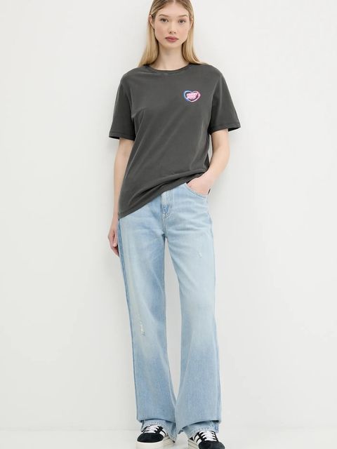 Tommy Jeans t-shirt bawełniany damski kolor szary DW0DW21358