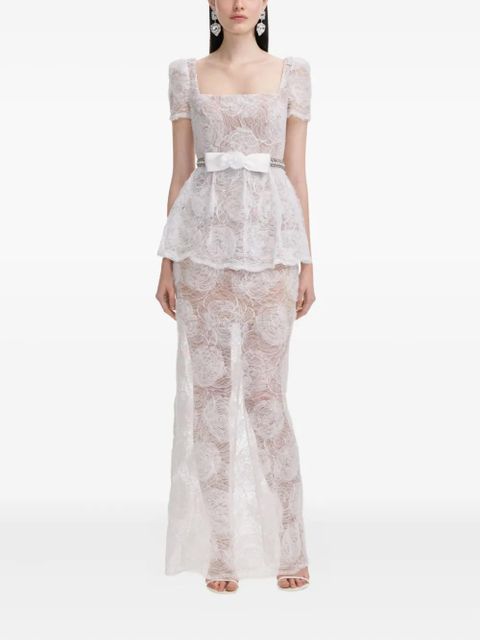 Self-Portrait lace maxi dress - White