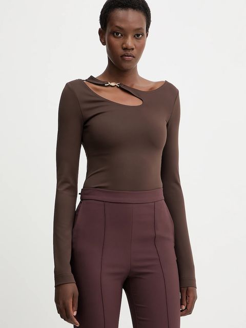 Guess bluzka ELEANOR damska kolor brązowy z aplikacją W5BP18 KC7M2 - zdjęcie produktu nr 1