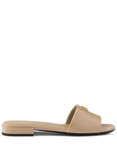 Prada Saffiano patent-leather slides - Neutrals - zdjęcie produktu nr 1