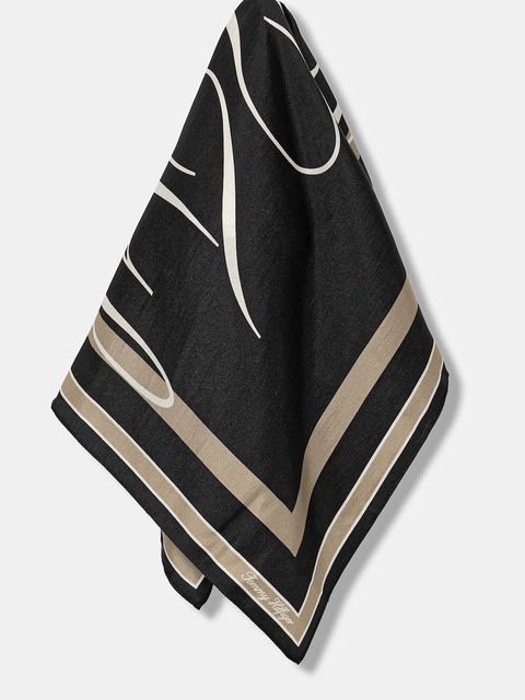 Tommy Hilfiger apaszka jedwabna damska kolor czarny wzorzysta AW0AW17967 - zdjęcie produktu nr 1