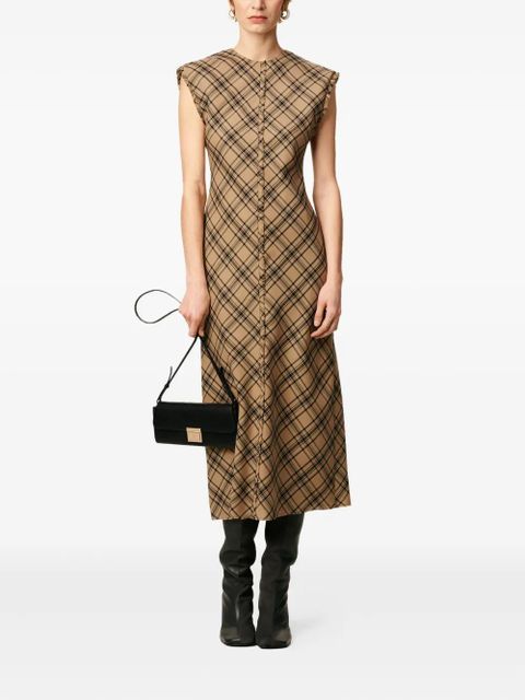 AMI Paris checked wool long dress - Brown