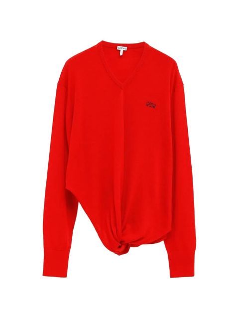 LOEWE twisted V-neck sweater - Red - zdjęcie produktu nr 1